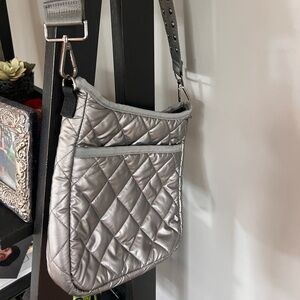 Haute Shore Quilted Puffer Crossbody Bag Gun Metal